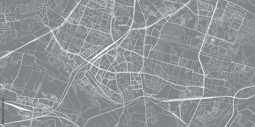 Fototapeta premium Urban vector city map of Sosnowiec, Poland