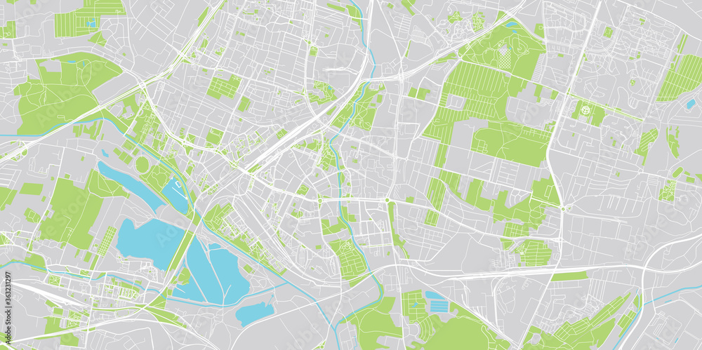 Fototapeta Miejski wektor mapa miasta Sosnowiec, Polska