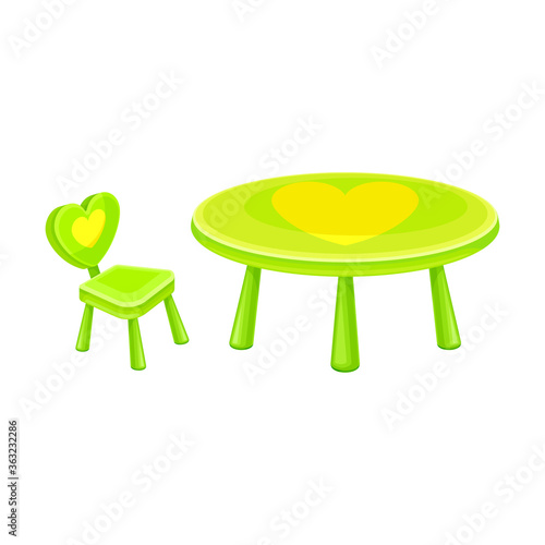 Low Table and Chair as Baby Nursery Furniture Item Vector Illustration photo