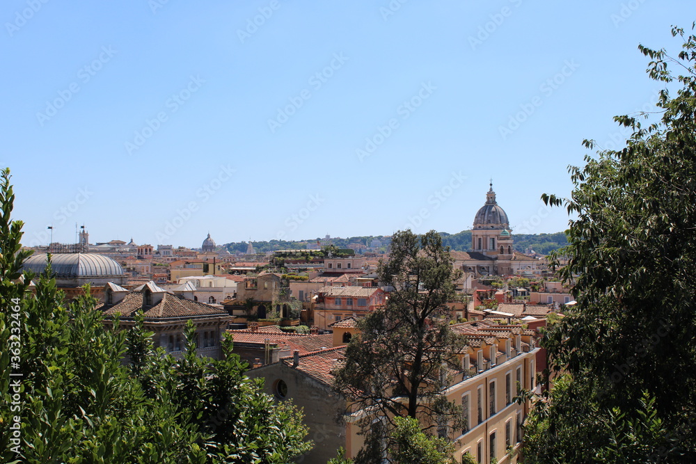 Obraz premium Rooftop view of Rome city Center italy Rome is historical city tourist attraction with many beautiful landmarks