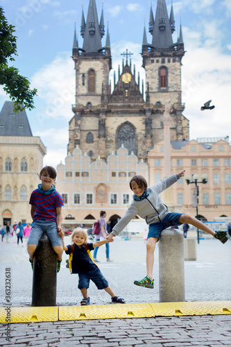 Photography Cute child, boy, visiting Prague after the quarantine Covid 19