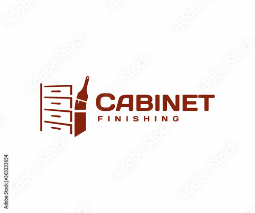 Cabinet finishing and refinishing logo design. Varnishing furniture vector design. Wood stain logotype