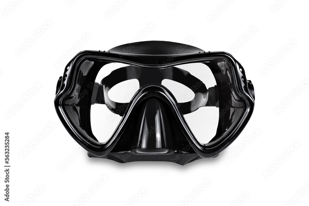 Diving, snurkel mask, kit. instruction, with female hands. closeup details of the mask on a white background. isolated Diving, snurkel mask, kit. instruction, with female hands. closeup details of the mask on a white background. isolated