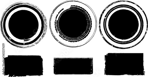 Grunge post Stamps Collection, Circles. Banners, Insignias , Logos, Icons, Labels and Badges Set . vector distress textures.blank shapes.