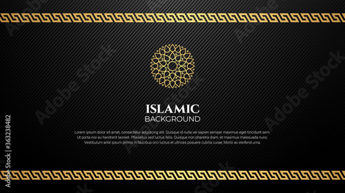 Islamic Arabic Luxury Elegant Background Template Design with Decorative Golden Ornament Border Frame