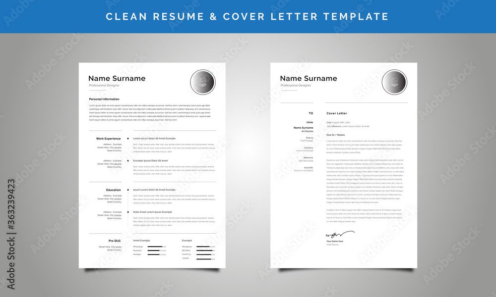  Resume / CV Template with Cover Letter Design
