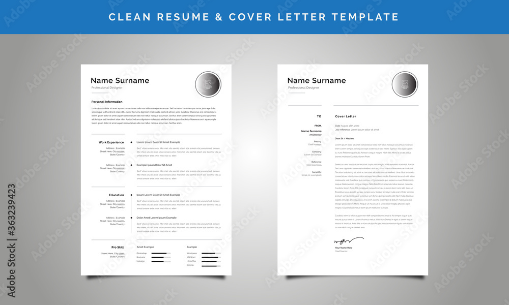 Resume / CV Template with Cover Letter Design Resume / CV Template with Cover Letter Design
