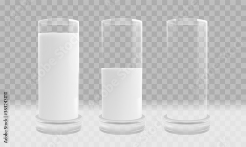 Empty and full Glass of milk