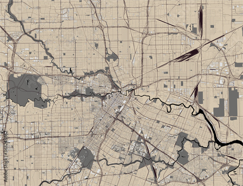 map of the city of Houston, Texas, USA