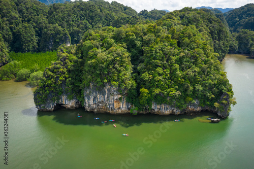 Landscape view tourist kayaking adventure style 