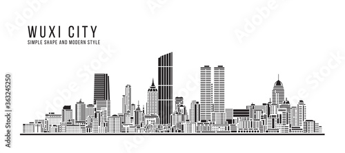 Cityscape Building Abstract Simple shape and modern style art Vector design -  Wuxi city