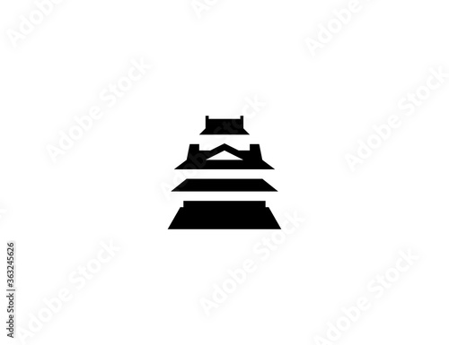 Japanese castle vector icon. Isolated castle building illustration