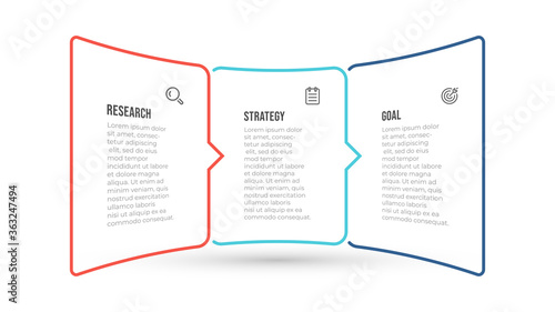 Business infographic template. Timeline design with icons and 3 options, steps, labels. Can be used for workflow diagram, info chart, web design.