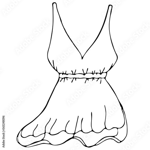 women sexy underwear - nightgown, vector elements in doodle style with black outline