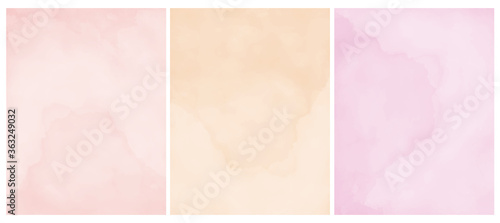 Simple Pastel Color Grunge Vector Layouts. Pastel Pink and Light Cream Backgrounds. Delicate Watercolor Style Vector Blanks.