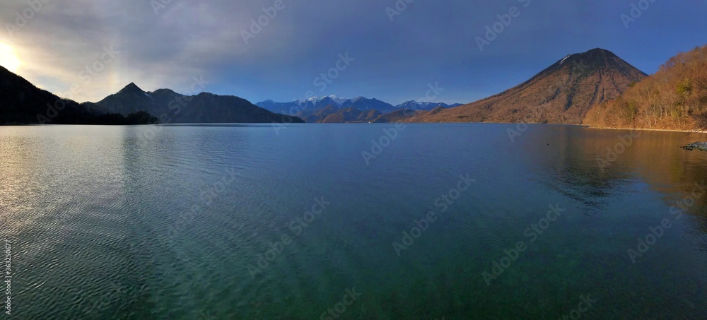 panorama view of lake and mountains