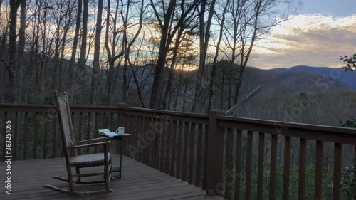 507 Rocking chair alone in a cabin in the woods