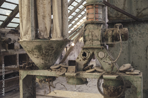 equipment of an old mill view inside the attic  renovation