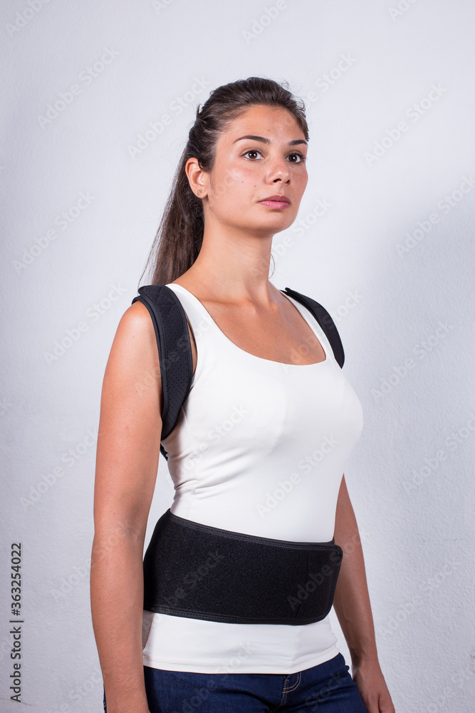 custom made wallpaper toronto digitalInstruction how to wear posture corrector. Different angels. Women wearing back support belt for support and improve posture consists of two parts for the back and lower back. Details, quality