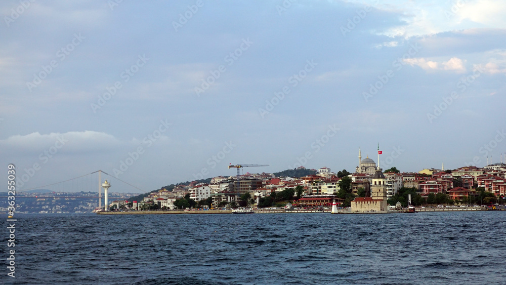 Watching Istanbul from the Passenger Ferry, Bosphorus bridge and Maiden's tower