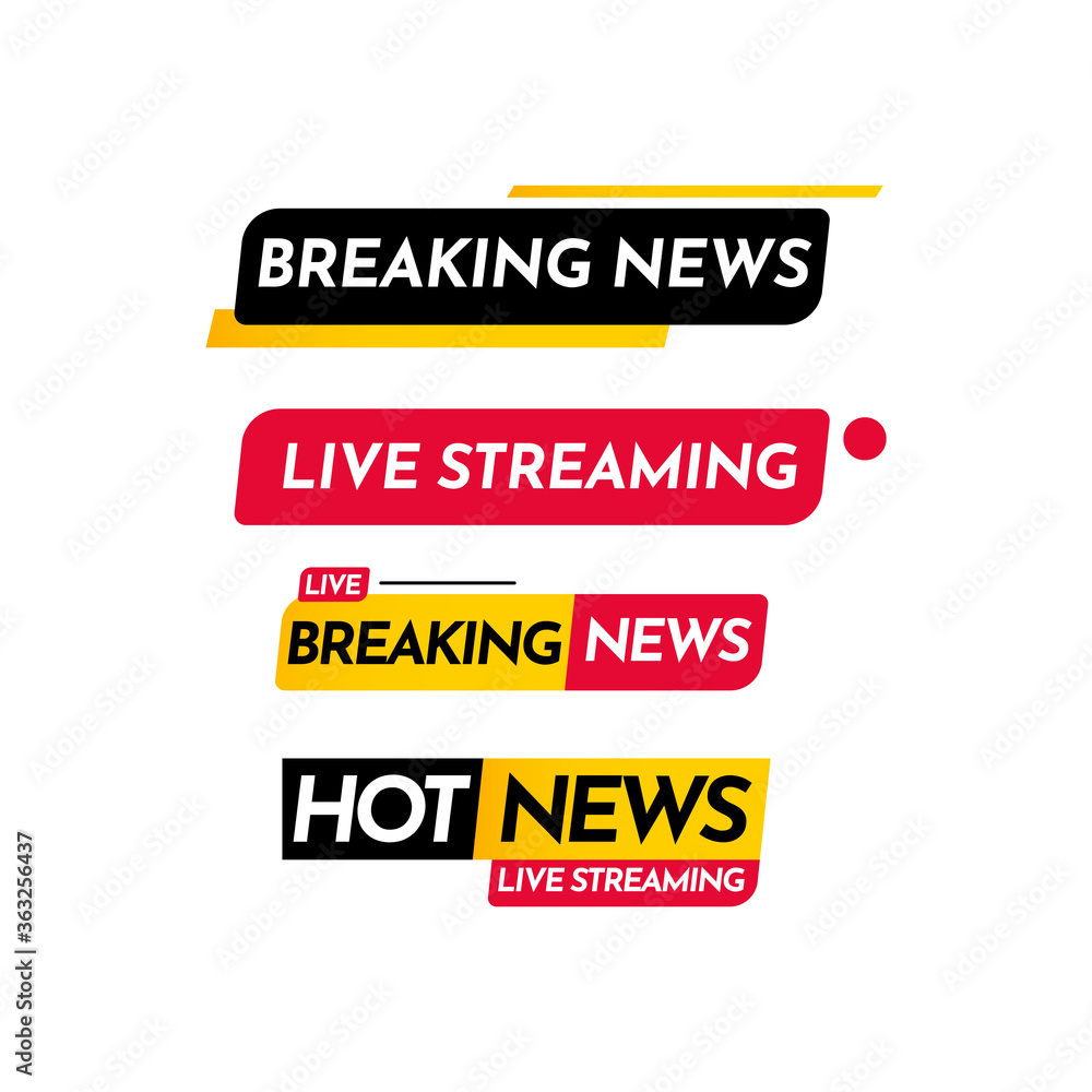 Breaking News, Live Streaming, Breaking News Live, Hot News Live Streaming Label Vector Template Design Illustration