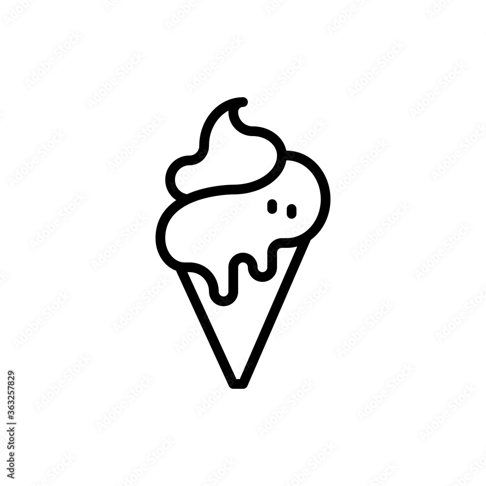 Ice cream cone outline icons. Vector illustration. Editable stroke. Isolated icon suitable for web, infographics, interface and apps.