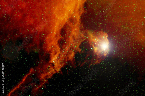 Red galaxy with stars. Elements of this image were furnished by NASA.