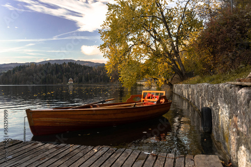 Small boat in Lake Bled, Slovenia