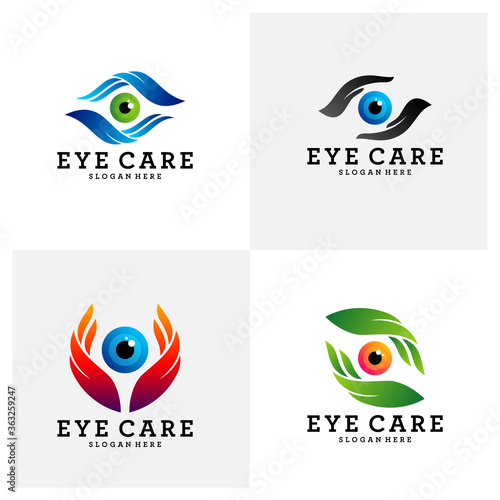 Set of Creative Care Eye Concept Logo Design Template, Eye Care logo design Vector, Icon Symbol