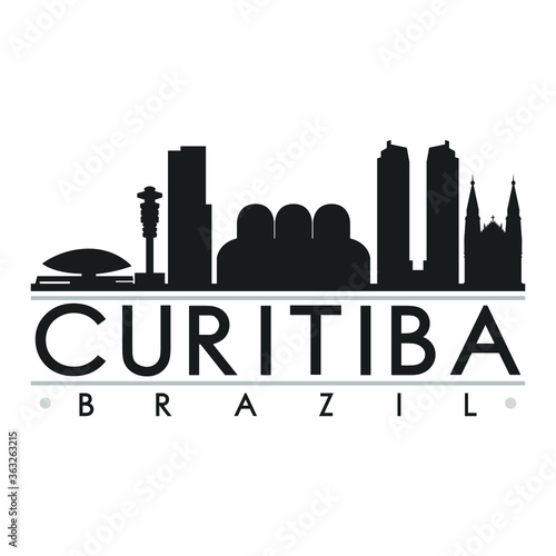 Vászonkép Curitiba Brazil America Skyline Silhouette Design City Vector Art Famous Buildings