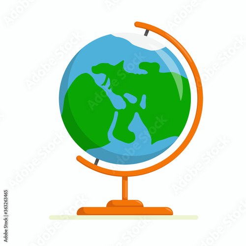 Flat vector illustration: school geographic globe. Isolated on a white background.
