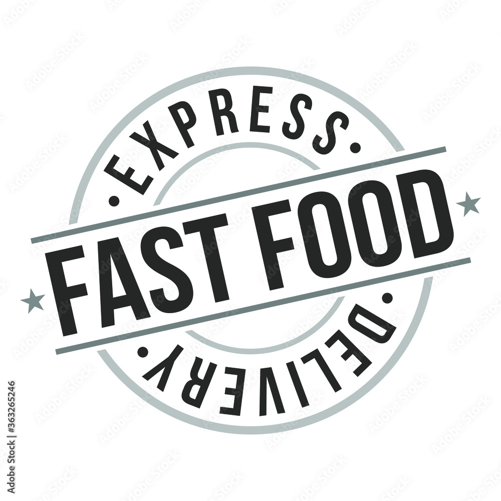 Fast Food Express Delivery Icon Stamp Design Vector Art.