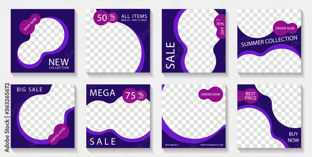 Fototapeta premium Social media banner post templates design with photo frames and sale text. 