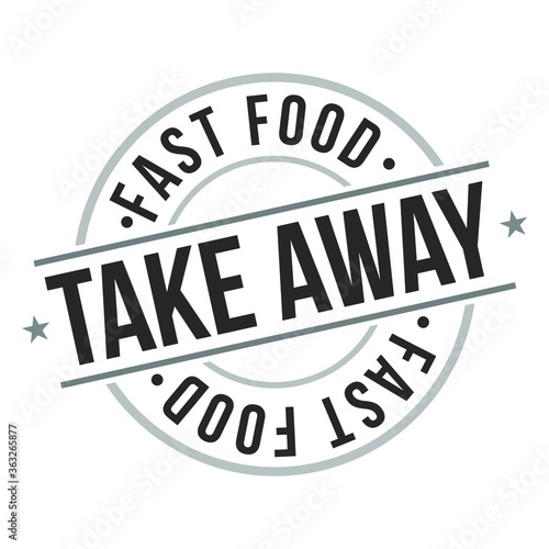 Take Away Fast Food Stamp Design Vector Art.