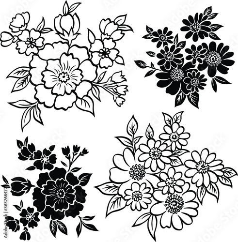 Wallpaper Mural Hand drawn flowers vector set Torontodigital.ca