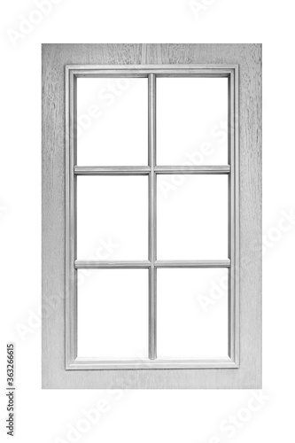 White wood window frame isolated on white background