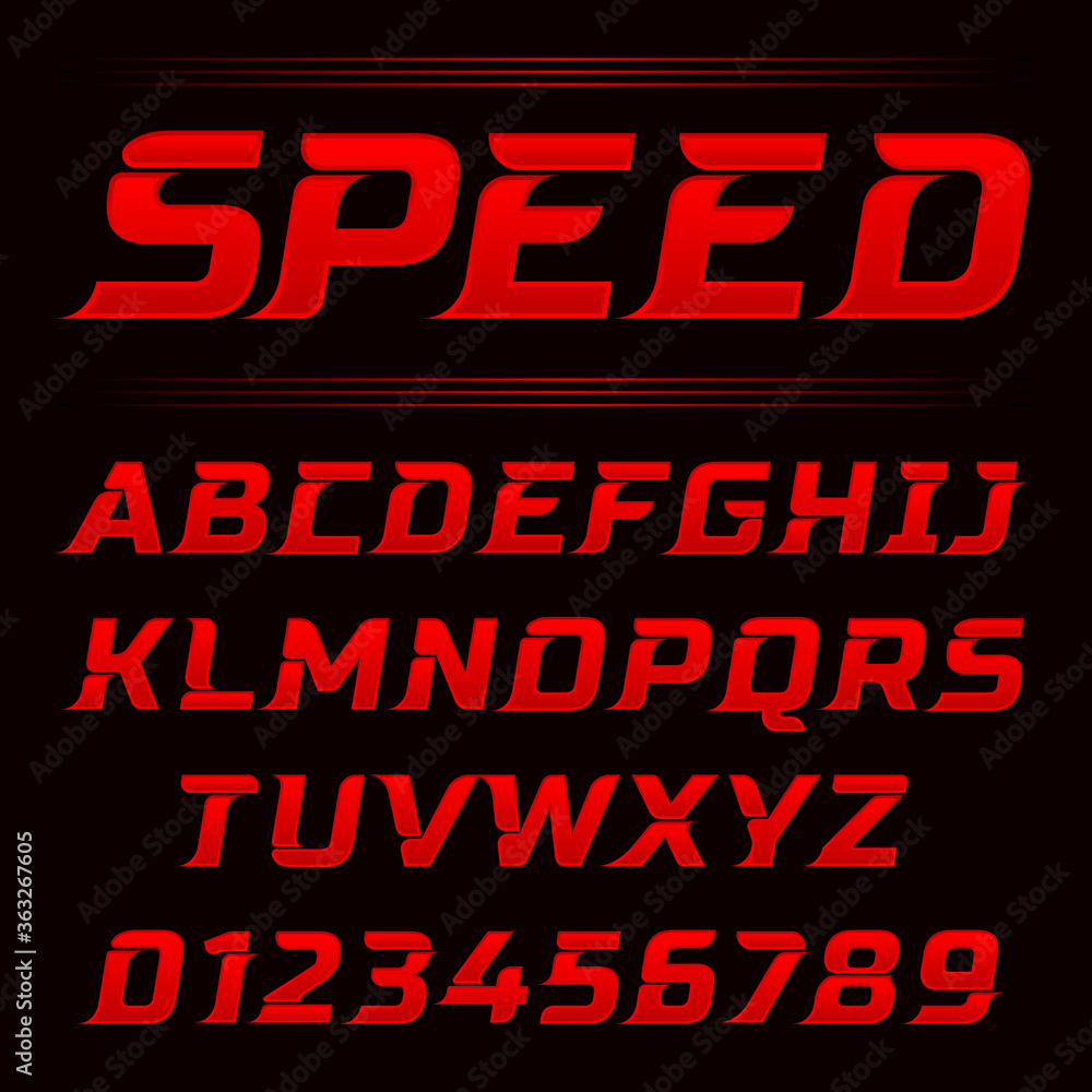 Speed style red fonts and numbers vector