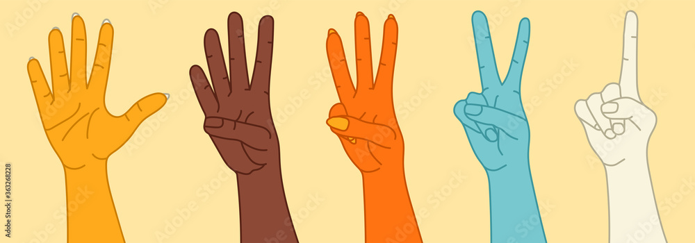 Vector abstract set of hand gesture design templates in trendy linear minimal style, vector illustration. Vector abstract set of hand gesture design templates in trendy linear minimal style, vector illustration.
