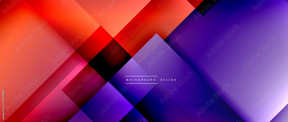 Square shapes composition, fluid gradient geometric abstract background. 3D shadow effects, modern design template Square shapes composition, fluid gradient geometric abstract background. 3D shadow effects, modern design template