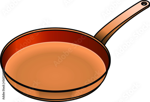 A satin-finish copper frying pan.