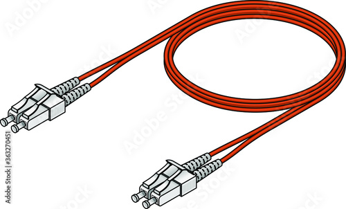A fibre channel optical data communications cable with LC connectors.