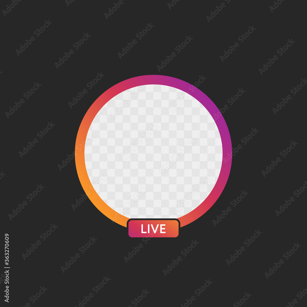 Gradient circle profile frame for live streaming on social media on a