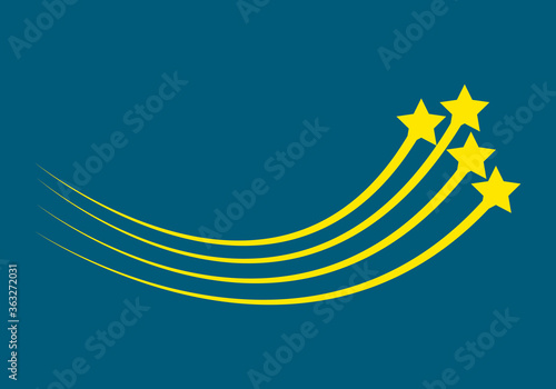 Estrellas fugaz en el universo en fondo azul.