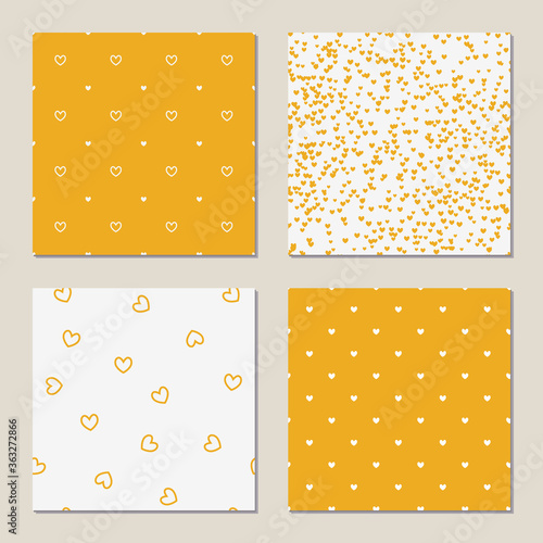 Set of four seamless cute patterns for Valentines Day. 