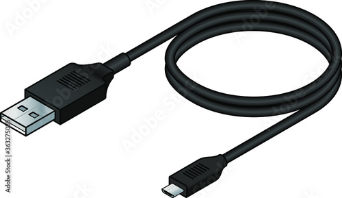 A USB (universal serial bus) cable. USB 2.0 type A to micro B.