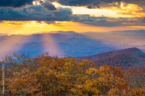 Blue Ridge Mountains at Sunset in North Georgia photo