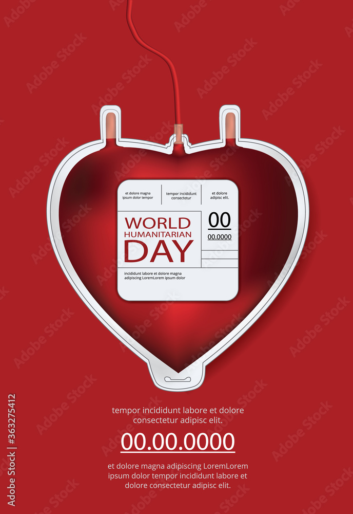 Naklejka premium Poster World humanitarian day Design Template Vector Illustration