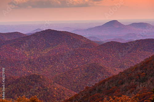 Blue Ridge Mountains at Sunset in North Georgia photo