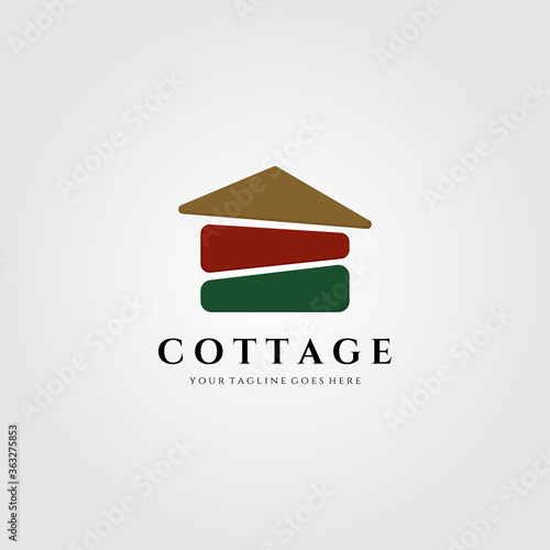 cottage house logo vector illustration design, minimalist home stay emblem design