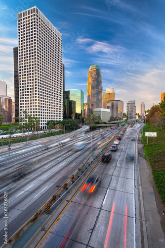 Los Angeles, California, USA Downtown Skyline and Highways © SeanPavonePhoto